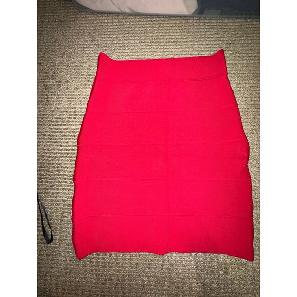 BCBGMAXAZRIA Women's Red Bandage Bodycon High Waisted Mini Skirt Size XS - Picture 4 of 4